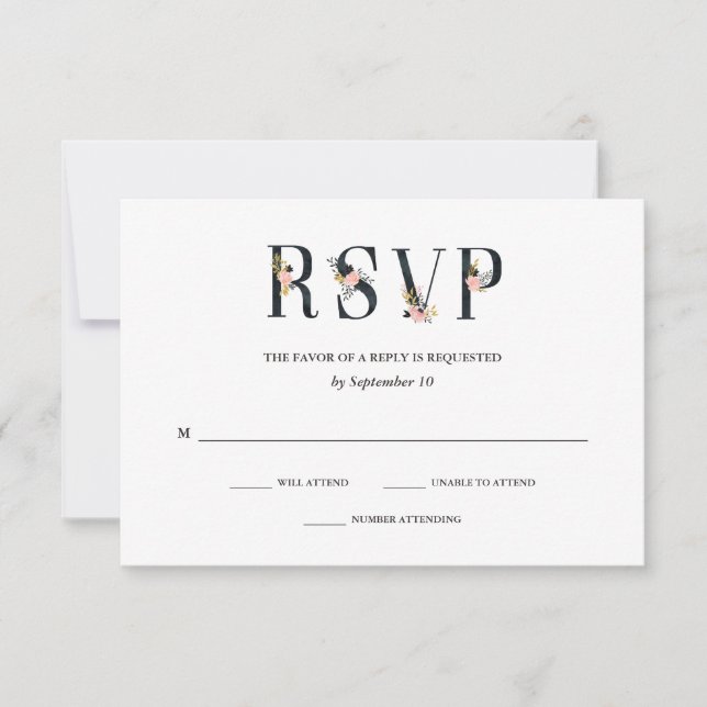 Elegant Ampersand | Black and White Wedding RSVP Card (Front)