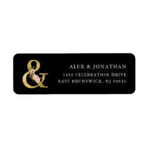 Elegant Ampersand Black   Gold and Blush Floral