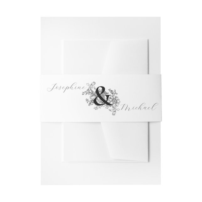 Elegant Ampersand Botanical Wedding Invitation Invitation Belly Band (Front Example)