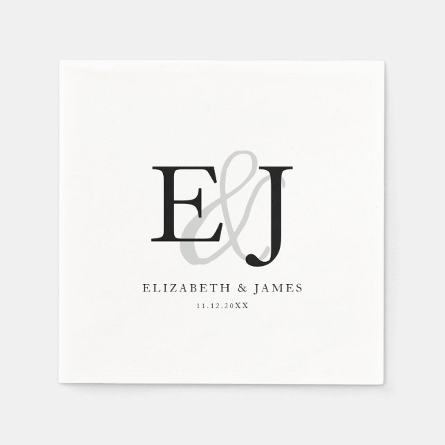 Elegant Ampersand Classic Monogram Wedding  Napkin (Front)