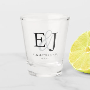 Elegant Ampersand Couple Monogram Wedding  Shot Glass