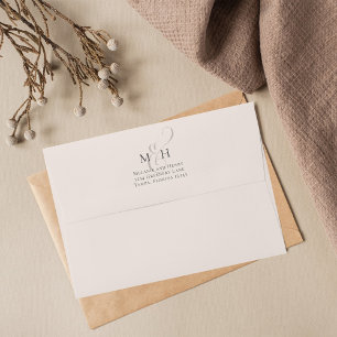 Elegant Ampersand Floral Blush Monogram Simple Envelope
