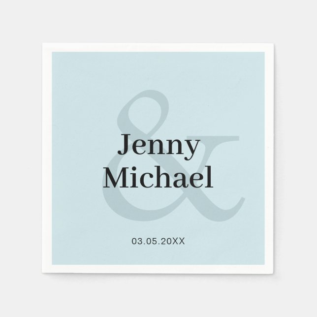 Elegant Ampersand Light Blue Wedding  Napkin (Front)