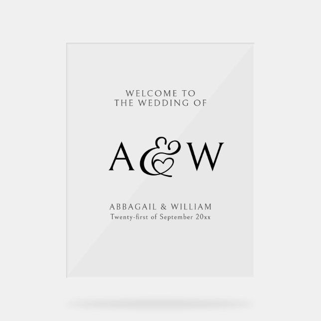 Elegant Ampersand Monogram Wedding Welcome Sign (Front)