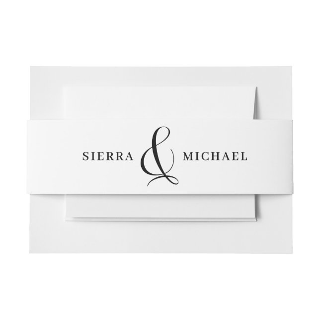 Elegant Ampersand | Personalised Classic Wedding Invitation Belly Band (Front Example)