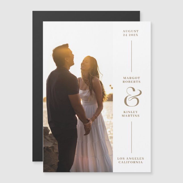 Elegant Ampersand Photo Save the Date Magnet Card (Front/Back)