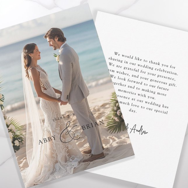 Elegant Ampersand Script Font 1 Photo Thank You Card (Creator Uploaded)