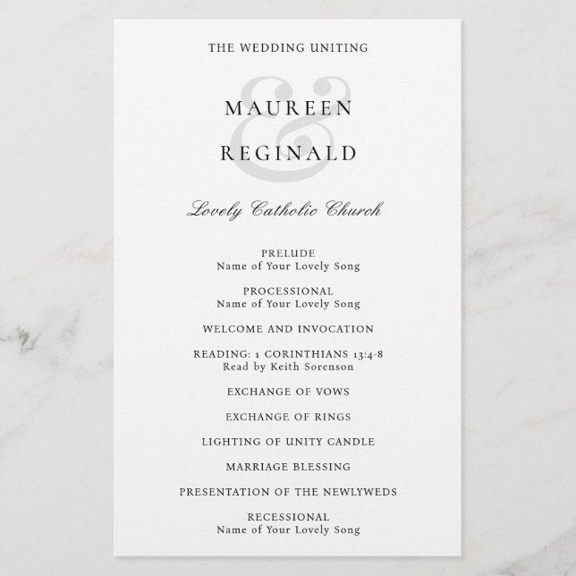 Elegant Ampersand Traditional Wedding Program (Front)