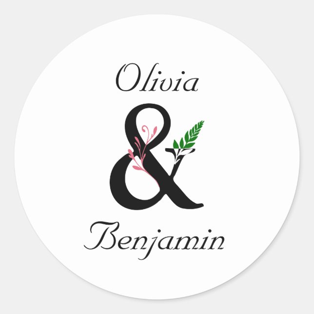 Elegant Ampersand Wedding Stickers (Front)