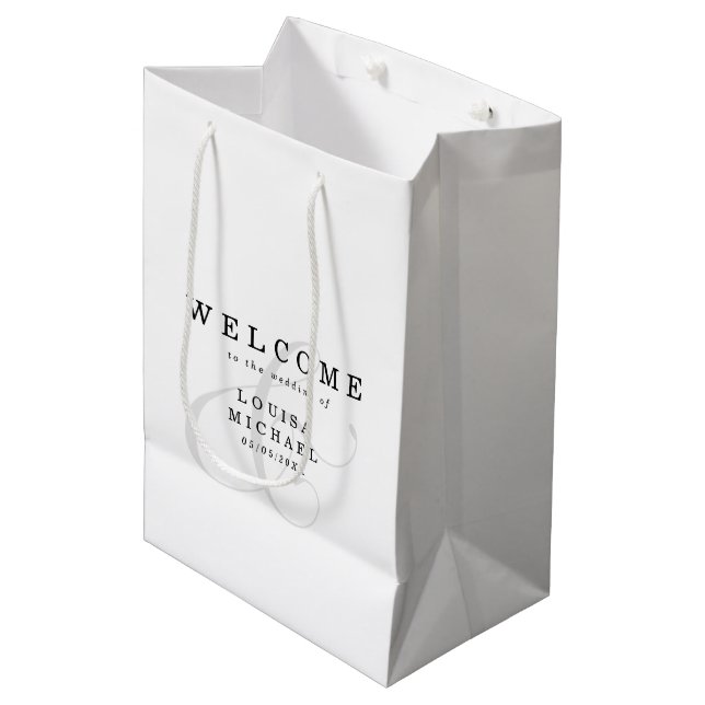 Elegant Ampersand Wedding Welcome Medium Gift Bag (Front Angled)
