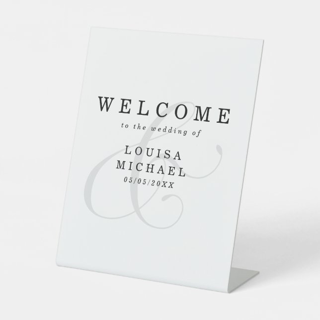 Elegant Ampersand Wedding  Welcome Pedestal Sign (Front)