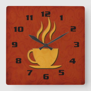 Elegant an Stylish Coffee Kitchen Square Wall Clock