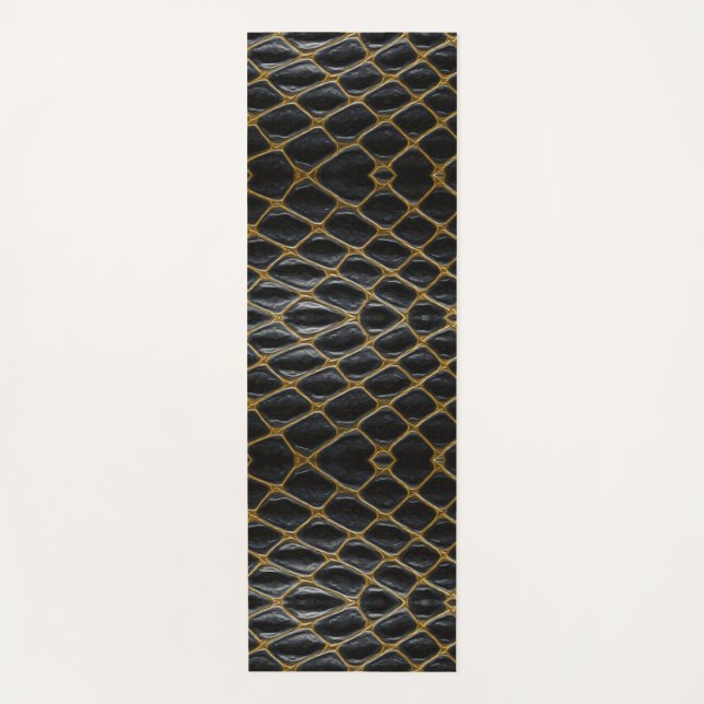Elegant Anaconda Skin Pattern – Monochrome Fabric  Yoga Mat (Front)