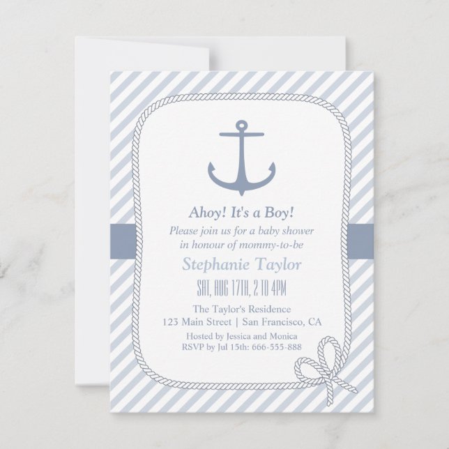 Elegant Anchor Nautical Baby Shower Invitations (Front)