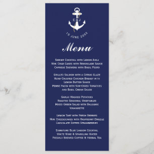 Elegant Anchor Nautical Wedding Initials Menu