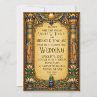Elegant Ancient Egyptian Gold Wedding Invitation