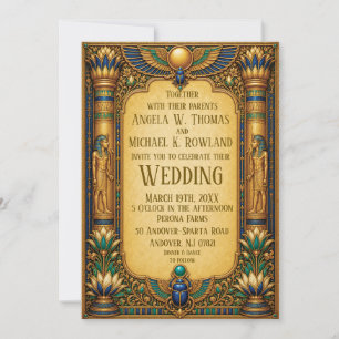 Elegant Ancient Egyptian Gold Wedding Invitation