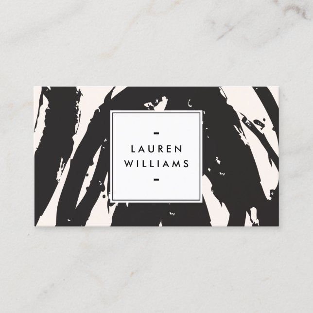 Elegant and Abstract Black Brushstrokes Business Card (Front)
