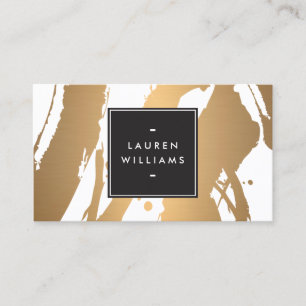 Elegant and Abstract Copper Brushstrokes Business Card