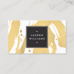 Elegant and Abstract Gold Brushstrokes Business Card