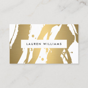 Elegant and Abstract Gold Brushstrokes Designer Business Card