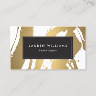 Elegant and Abstract Gold Brushstrokes III Business Card