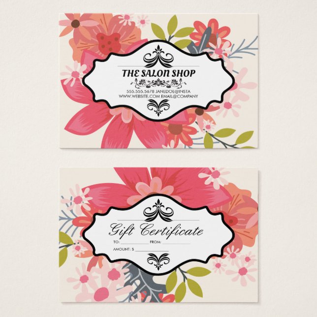 Elegant and Bold Floral Gift Certificate (Front & Back)