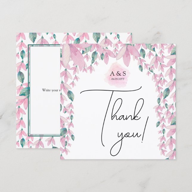 Elegant and Charming Wisteria Floral Thank You Card (Front/Back)
