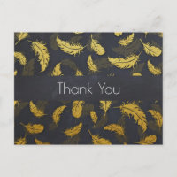 Elegant And Chic Black And Gold Feather Thank You