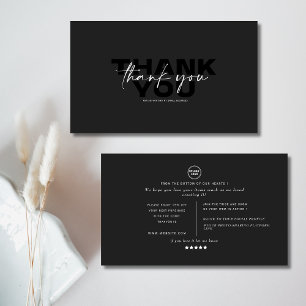 Elegant and chic black and white thank you business card