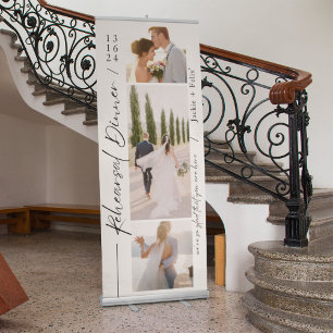 Elegant and Chic Calligraphy Rehearsal Dinner Retractable Banner