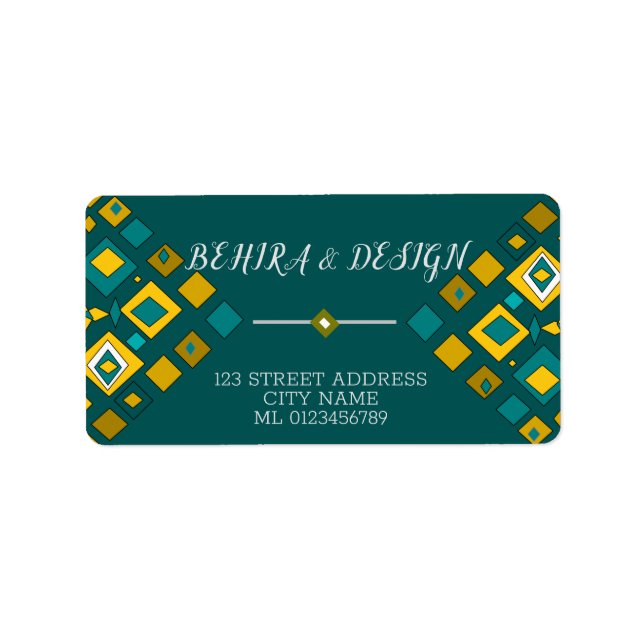 Elegant and chic colourful geometric pattern label (Front)