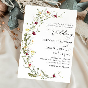 Elegant and Chic Delicate Flowers Wedding Invitation