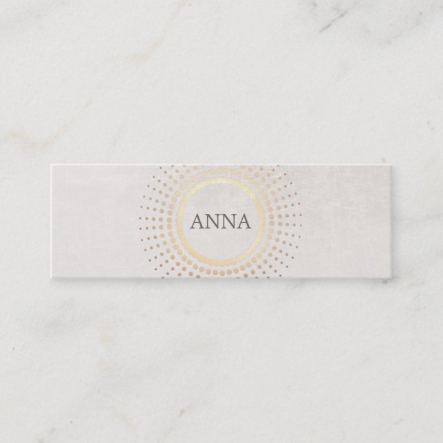 Elegant and Chic Simple Name Gold Circle Motif Mini Business Card (Front)