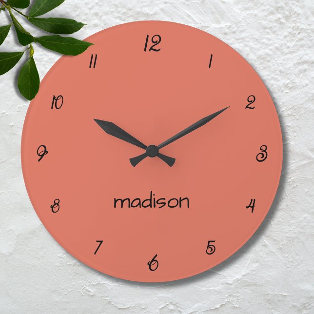 Elegant and Chic Terracotta and Black Name  Clock (Creator Uploaded)