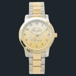 Elegant and classic bride & groom wedding watch<br><div class="desc">Elegant and classic bride & groom wedding watch. Silver and golden two tone style watch.</div>