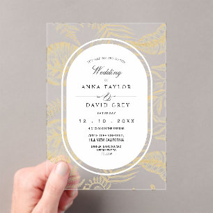 Elegant and Classic Flora Wedding Acrylic Invitations