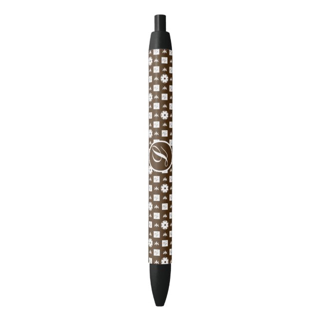 Elegant and Classic Pattern Design Black Ink Pen (Front Vertical)