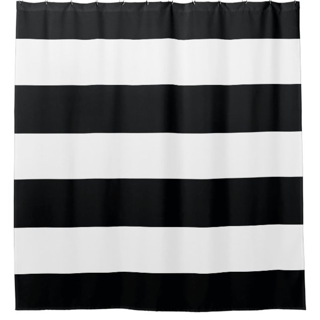 Elegant and Classy Black and White Stripes Pattern Shower Curtain (Front)
