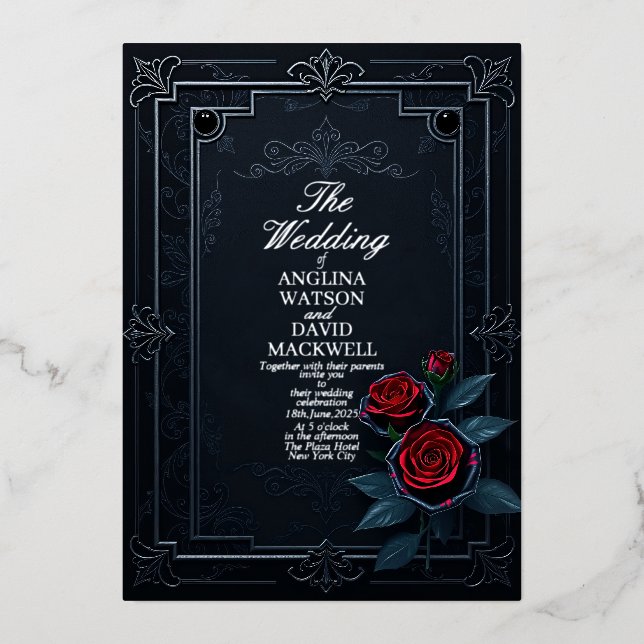 Elegant and Classy Black Wedding Invitation (Front)