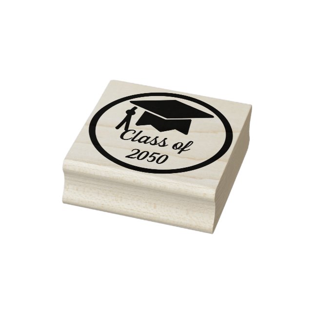 Elegant and Classy Grad Cap Class Year Rubber Stamp (Stamp)