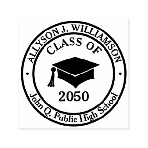 Elegant and Classy Grad Cap Class Year   School Self-inking Stamp