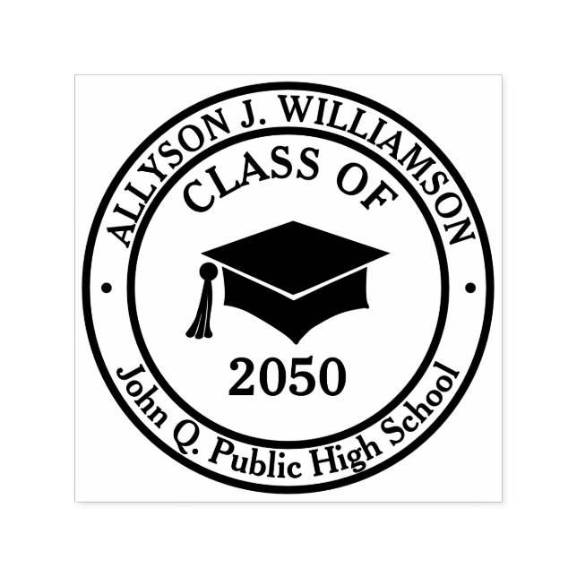 Elegant and Classy Grad Cap Class Year | School Self-inking Stamp (Design)