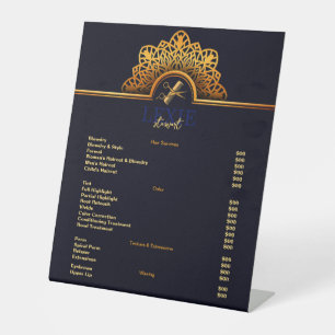 Elegant and Classy Hair Stylist Price List Pedestal Sign