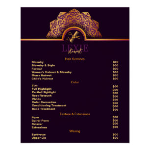Elegant and Classy Hair Stylist Price List Poster