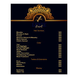 Elegant and Classy Hair Stylist Price List Poster
