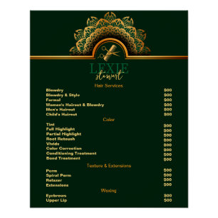 Elegant and Classy Hair Stylist Price List Poster