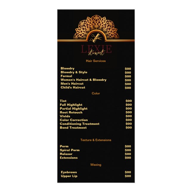 Elegant and Classy Hair Stylist  Rack Card (Front)
