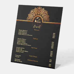 Elegant and Classy Nail Tech Price List Pedestal Sign
