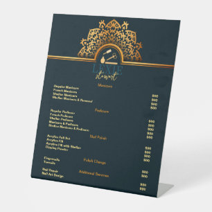 Elegant and Classy Nail Tech Price List Pedestal Sign